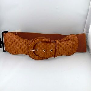 Est. 1946 Woven Brown Stretchy Elastic Cinch Belt with Round Woven Buckle NWT